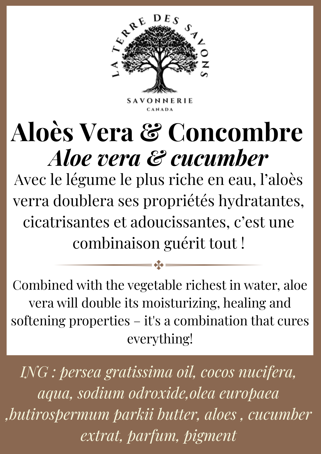 Savon Aloe vera et Concombre